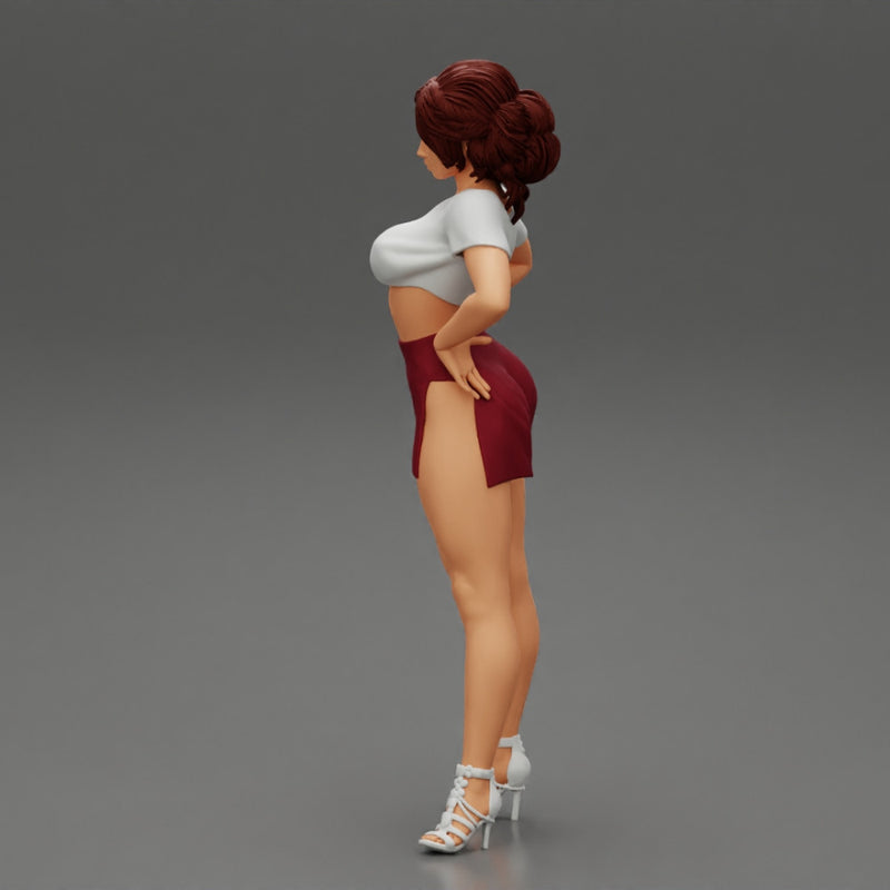 Brunette Girl in Short and mini shirt - Only-Games