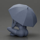 Pretty Girl with an Umbrella in bra and Shorts, Sitting - Only-Games