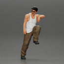 gangster wearing a cap and tank top leans casually against the car - Only-Games
