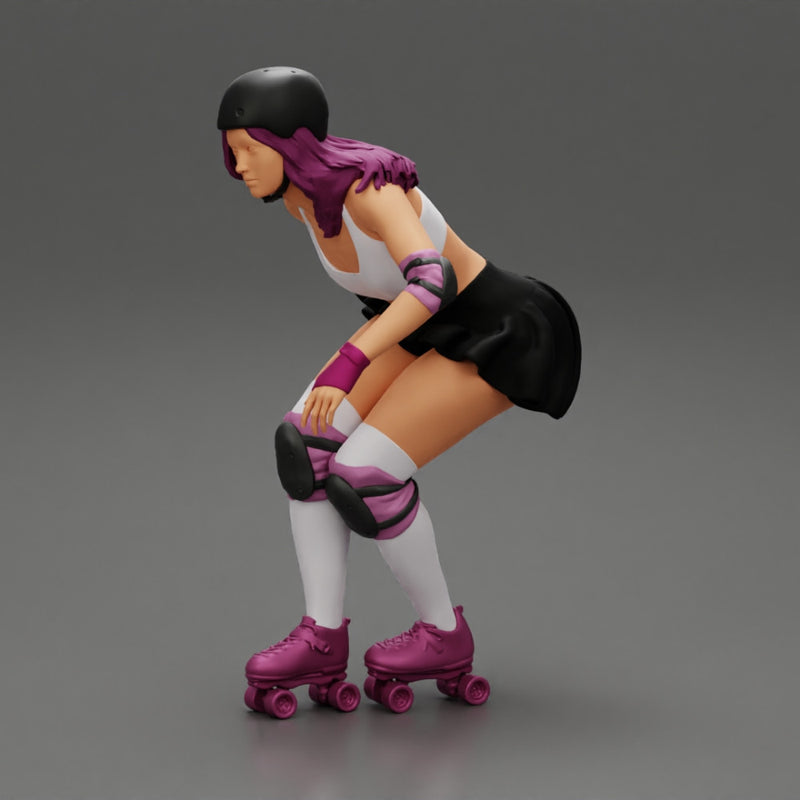 roller derby girl rolling fast with helmet - Only-Games