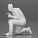 Gangster in pants sitting and holding a gun hides behind the car - Only-Games