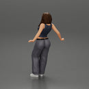 lowrider chola girl is leaning against the car, wearing a  mini shirt with long hair - Only-Games