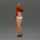 woman in heels, a string bikini, and a sultry mini shirt with sleeves - Only-Games