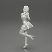 santa girl in Dress and hat Standing on One Leg - Only-Games