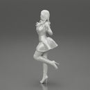 santa girl in Dress and hat Standing on One Leg - Only-Games