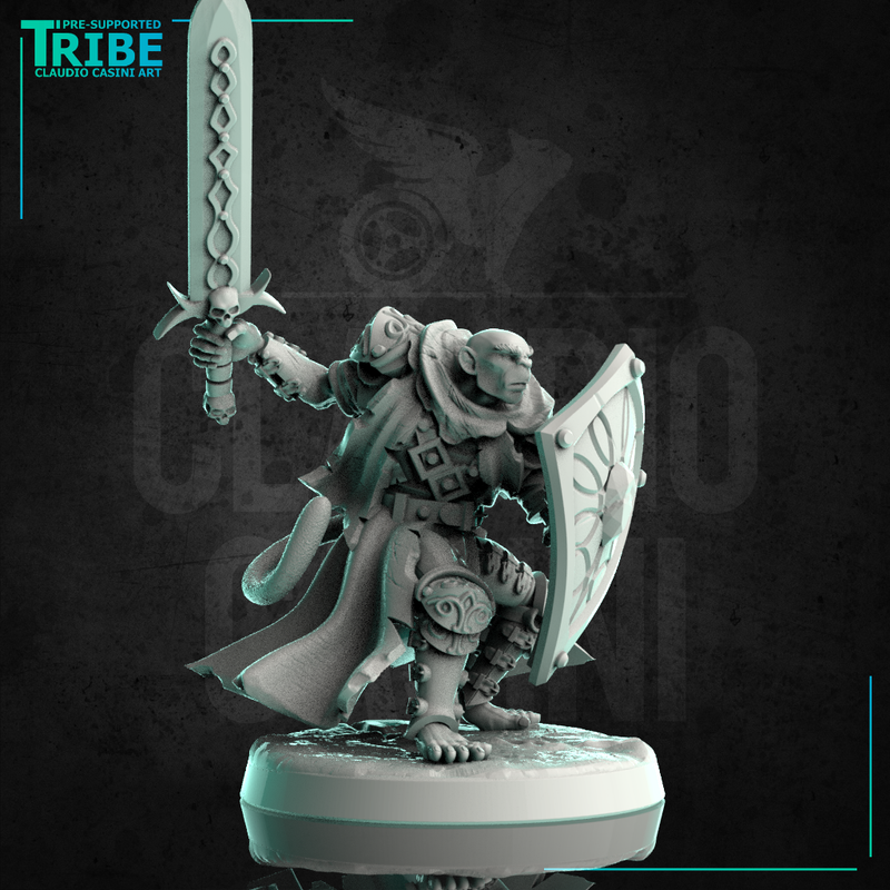 (0242) Male monkey folk ape man warrior with a sword and shield - Only-Games