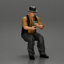 gangster man sitting and playing poker holding cigar - Only-Games