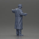 mafia man in gangster costume stands confidently while gesturing with his hands as if presenting something - Only-Games