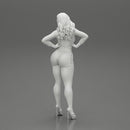 Sexy girl in short and heels with long hair posing - Only-Games