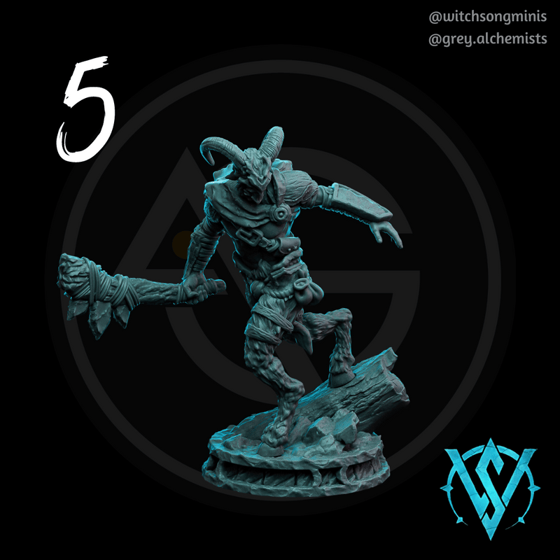 Satyr Foot Soldiers Set - 5 Fantasy Resin Miniatures in 32mm - DnD Monsters - Only-Games