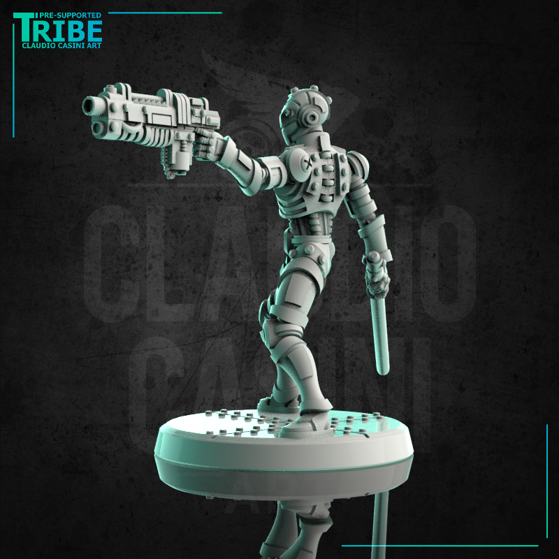 (0217) Male android robot with a laser gun and a plasma sword - Only-Games