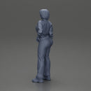 attractive girl with short hair posing in a mini open jacket and pants - Only-Games