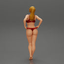 Fit hot woman in bikini taking off swimsuit panties on the beach - Only-Games