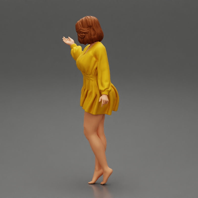 Stylish Beautiful Woman Wearing a V neck Dress - Only-Games