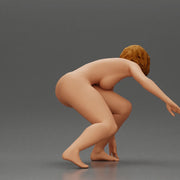 naked surfer woman in a bikini riding a wave on her surfboard - Only-Games