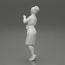 woman in a white bathrobe standing - Only-Games