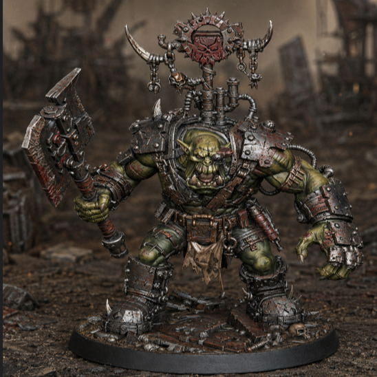 Big SkrapperBoss - Sci-Fi Orc Warlord Miniature | Scrap-Tech| Original Wargaming 40mm and 50mm base