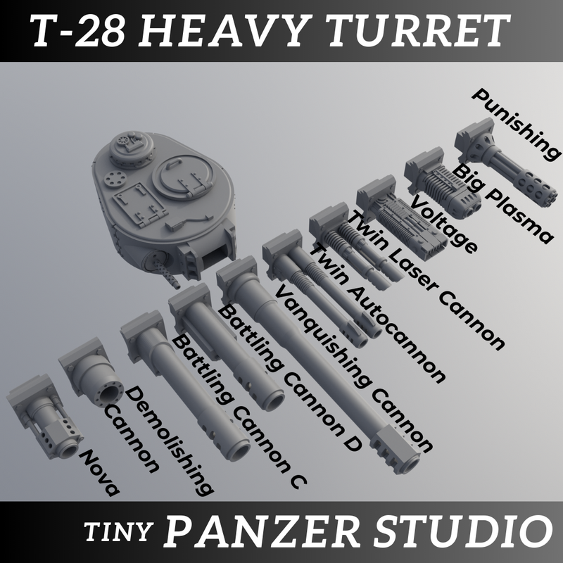 Grimdark T28 Heavy Turret compatible with Imperial and Space Marine vehicles - Only-Games