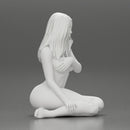 Sexy Naked Woman sitting and Covering Breasts With Hand - Only-Games