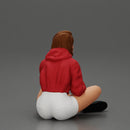 Pretty Girl with an Umbrella in Jacket and Shorts Sitting - Only-Games