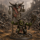 Skrapper Banner Boss - Sci-Fi Orc Warlord Miniature | Scrap-Tech | Original Custom Wargaming 40mm