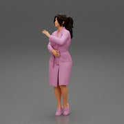woman in bathrobe standing - Only-Games