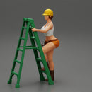 Young girl in helmet mechanic climbing the ladder - Only-Games