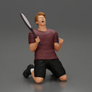 tennis player holding racket sits in celebration of his victory - Only-Games