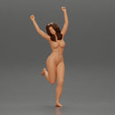 Naked happy girl Standing on One Leg - Only-Games