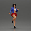 Confident Woman Strikes Dynamic Pose in mini jacket and mini skirt - Only-Games