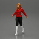 2 Fashion woman in jacket and boots dragging suitcase  walking in airport terminal - Only-Games