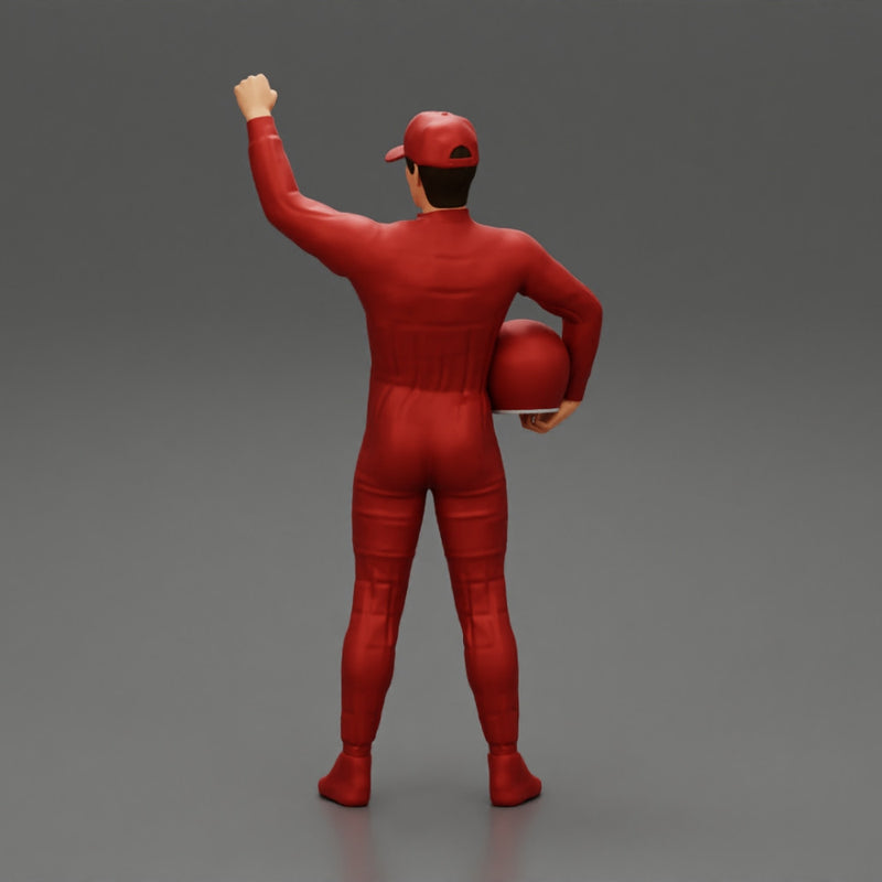 motorbiker celebrates and hold his helmet - Only-Games