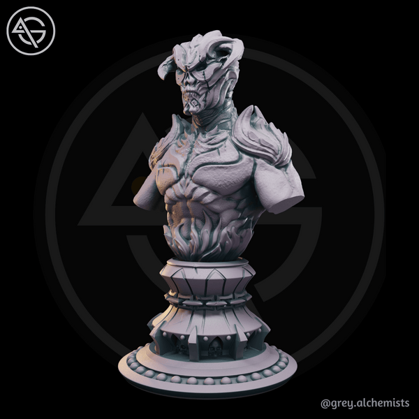Flaming Demon Bust - Fantasy Resin Miniature - 90mm/3.54" Height - DnD