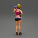 Sexy girl mechanic drinks water during a break - Only-Games