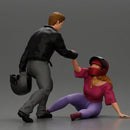 motorbike rider holding a helmet helps a biker girl, who fell off the bike, stand up - Only-Games