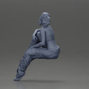 lowrider girl in cap While Resting One Arm on Her Knee Seated - Only-Games