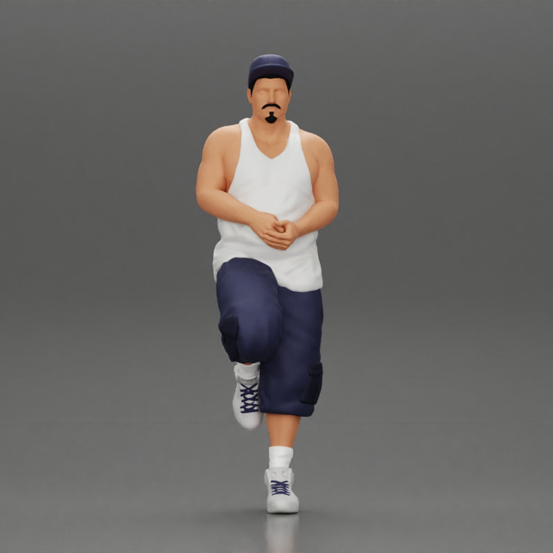 gangster in cap and short standing in one leg leaning against car - Only-Games