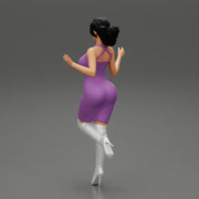 Woman in Mini Dress is Standing on One Leg - Only-Games