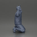 Asian gangster man in jacket sitting with his hands up ready to be arrested - Only-Games