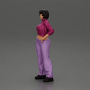 attractive girl with short hair posing in a mini open jacket and pants - Only-Games