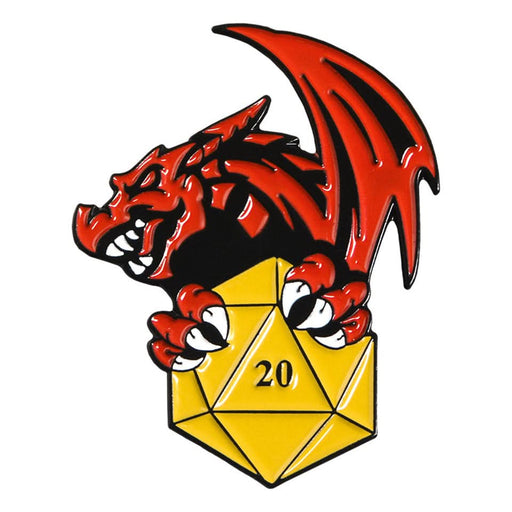 D20 Dragon Pin Badge - Only-Games