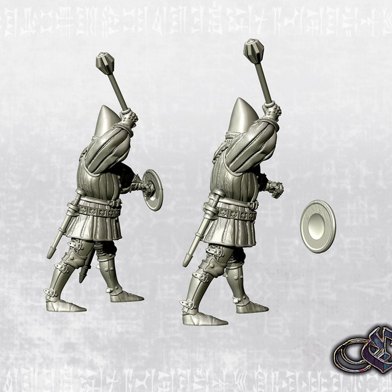 Man at arm with mace on foot - Late 14th - 34mm - Only-Games