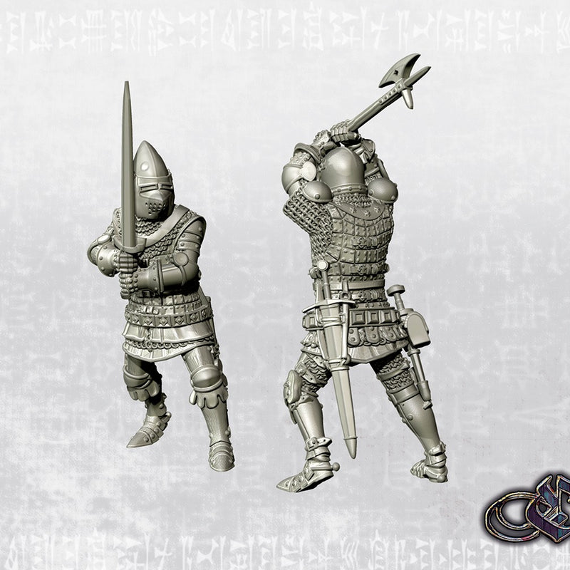 Duelling Knights on Foot - Late 14th - 28mm historic scale - Only-Games