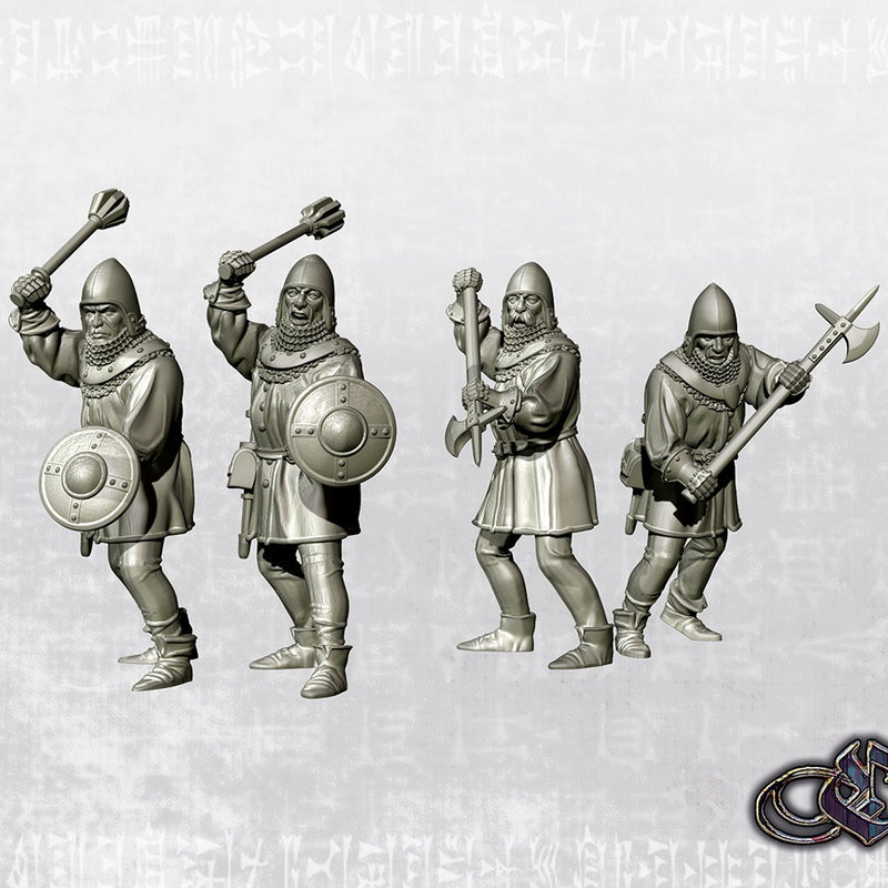 Infantrymen with Maces and Axes - Late 14th - 28mm historic scale - Only-Games