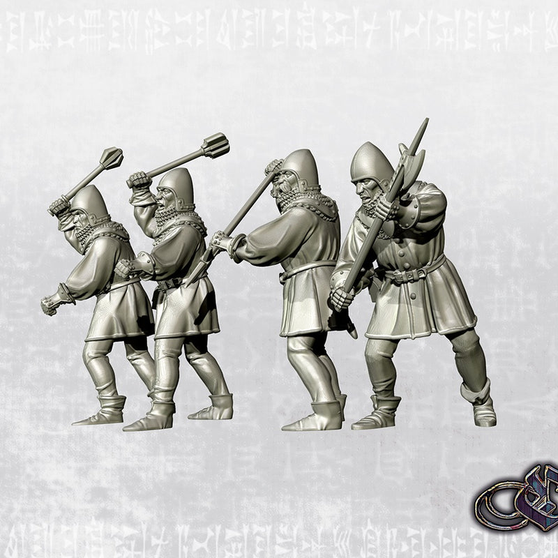 Infantrymen with Maces and Axes - Late 14th - 28mm historic scale - Only-Games