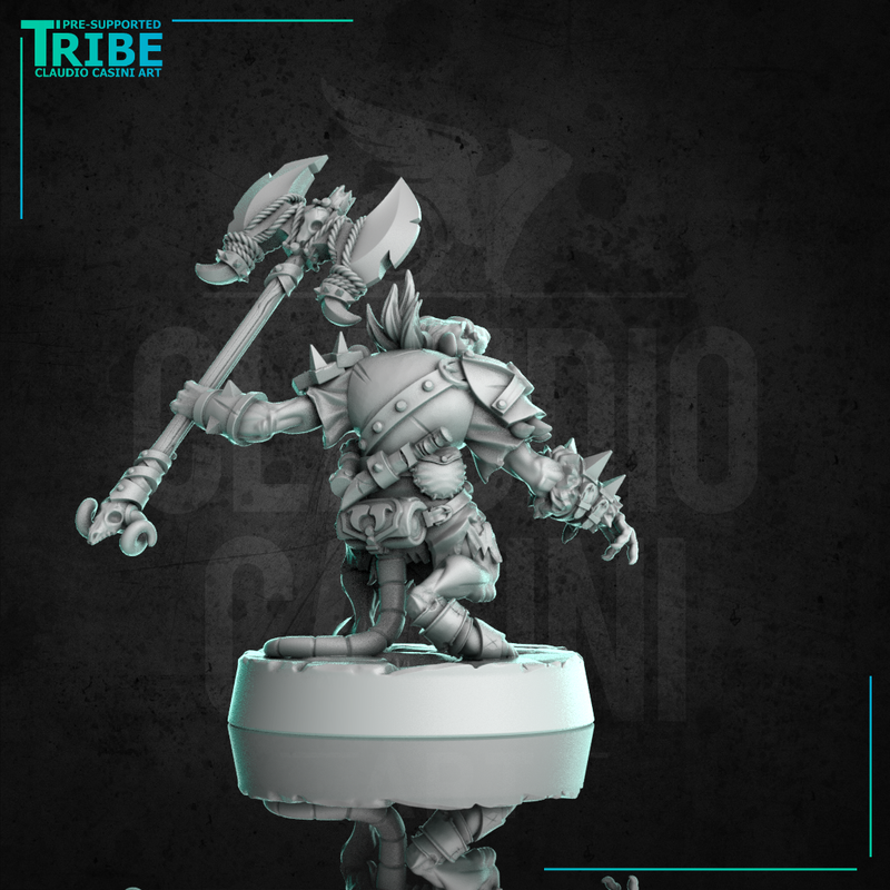 (0317) Male rat folk mouse folk barbarian with axe or sword