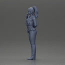 policewoman standing hand resting on her back speaking into a radio - Only-Games