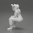 mechanic girl sitting and drinking water in suit and cap - Only-Games