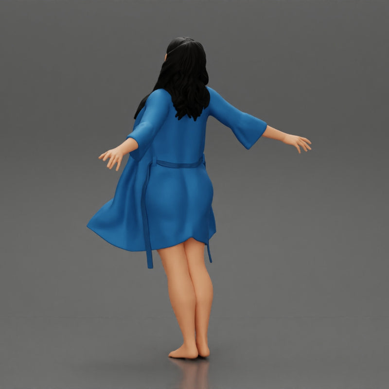 Sexy woman in Bikini and night robe opening Arms To the Sky - Only-Games