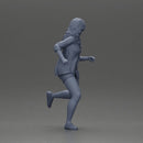 Afraid young woman running in an open shirt and shorts with a determined expression - Only-Games